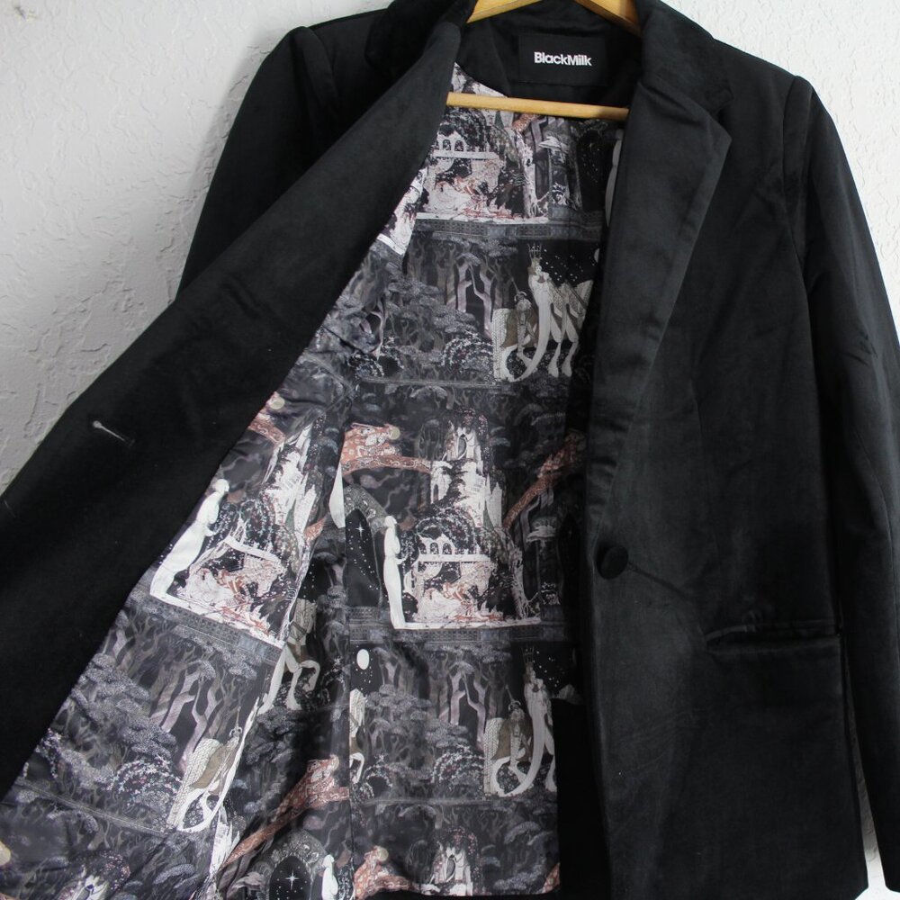 Blackmilk Black Velvet Nielsen Fairy Tales Blazer jacket art to wear XS 4/6 NWT - Picture 13 of 13